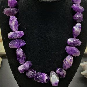 LARGE CHUNKY RAW AMETHYST NECKLACE